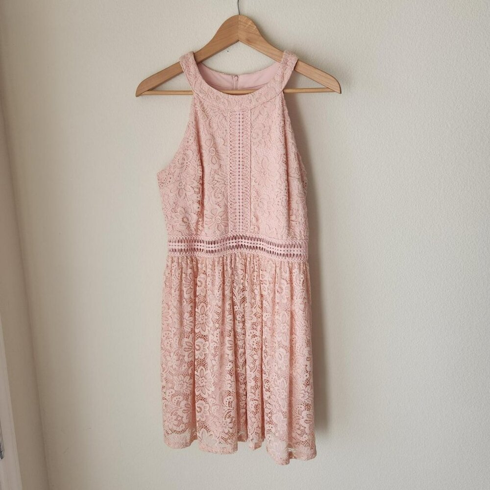 Vintage Y2k light pink lace mini dress Sz S/M wedding season coquette pastels
